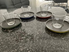 NESPRESSO  4 tolle Lungo Glas Tassen mit bunten Untertellern NEU!