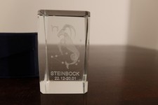 "Steinbock" 3D Hologramm Glas Gravur Geburtstag -Sternzeichen- leicht beschädigt