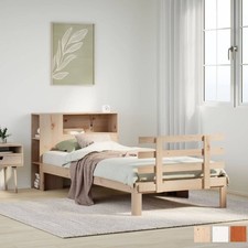 Massivholzbett mit Regal ohne