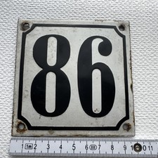 Emailleschild Alte Hausnummer 86 Weiß Metallschild