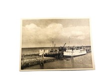 Foto - Kutter - Schiff - Hafen - Kran - Steg - Anleger - Meer - 50ziger Jahre
