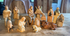 Krippenfiguren Holz handgeschnitzt leicht bemalt Riesengebirgs Krippe 14tlg TOP