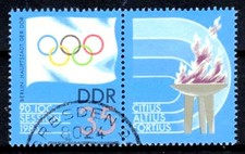 DDR 2949 Zf , gestempelt Dresden / o / IOC , Olympische Komitee , Flaggen /g1