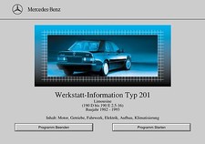 Original Mercedes Benz W 201, WIS, Werkstatthandbuch, Reparaturhandbuch auf CD