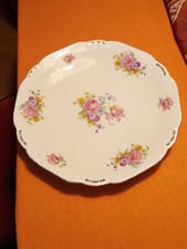 Hübsche Obstschale, Kuchenteller, Gebäckteller, gold, Rosen, Bavaria