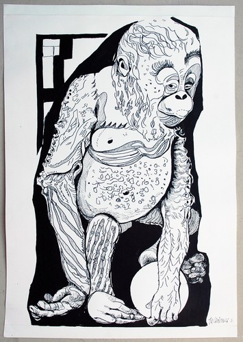 Affe schimpanse tusche - affe,