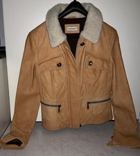 Clockhouse Lederjacke, 100% echtes Leder,Fellkragen, Vintage-Used-Look,gefüttert