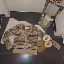 Neu Strickjacke M L40 42 44 H&M Winterpullover angora norweger muster TopZustand