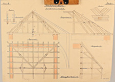 Coburg Baukonstruktion kolorierte Zeichnung Schnitt Architektur Schubert D108