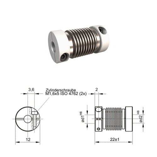 Metallbalgkupplung bk1222 - metallbalgkupplung, bk1222-bk
