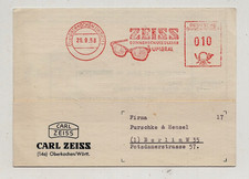 CARL ZEISS OBERKOCHEN 1958 FIRMENKARTE BRILLEN LOGO MIT AFS n. BERLIN