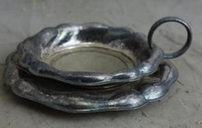 altes Teesieb Tee Sieb mit Unterteller versilbert