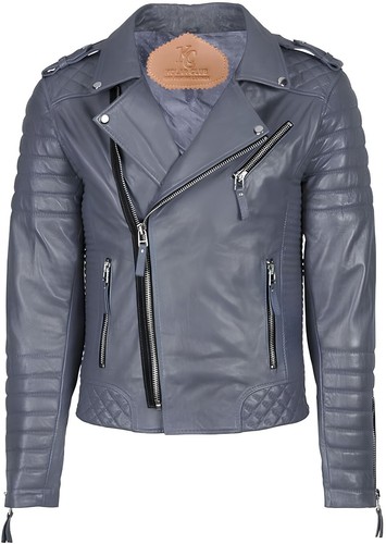 Herren biker lederjacke grau - herren,