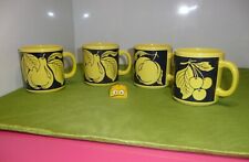 Villeroy & Boch   4 Kaffeebecher  schwarz gelb Apfel + Birne + Kirsche