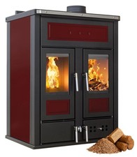 Kombi Kaminofen Klover BI-FIRE MID Bordeaux Hybrid Holz Pellet wasserführend 