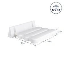 Duschklappsitz für Wandmontage, bis 100 kg - Klappsitz Dusche hochklappbar