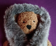 Seeberger Warmer Kapuzenschal, Wolle mit flauschigem, silbergrauem Webpelz