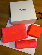 CHANEL BEAUTE    KOSMETIKTASCHE  3 er SET  KORALLE      OVP   VIP
