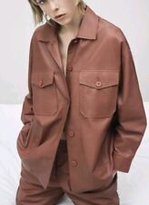 Zara ECHTLEDER Oversize Leder Jacke Hemd BLOGGER Braun Gr. S 36 Neu