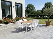 Gartenmöbel Alu/WPC 7-tlg. Weiß Braun Sitzgruppe Gartengarnitur Gartenset