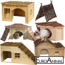 Nagerhaus Holz natur für Nager Kleintier Meerschweinchen Kaninchen Eckhaus