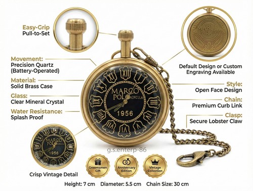 Antike messing taschenuhr - taschenuhr, 2"