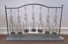 Pajoma - Kerzenhalter "Flaschen" Silber Metall Glas - 50 x 33 x 12 cm