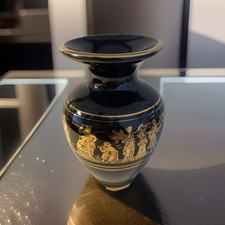 Griechische Vase - schwarz gold - Vintage - Höhe ca. 11 cm