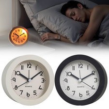 Wecker Circular analog leise ohne Ticken Tischuhr retro-Wecker Schwarz Weiß