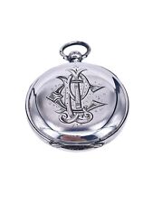 Englische Taschenuhr Central Second Chronograph 55mm 925er Silber