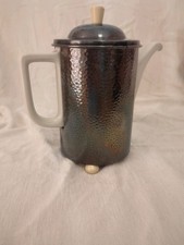 Thermos Kanne "Bauhaus“ WMF Bauscher Weiden Kaffee Porzellan Silber ca 1920 1,4L