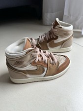 Nike Air Jordan 1 High Damen Beige Braun Weiß Gr. 37,5 Sportschuhe Sneaker Gym