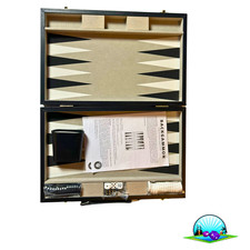 Backgammon Kunstleder-Koffer schwarz  37x24 cm geschlossen Piatnik - Vollständig