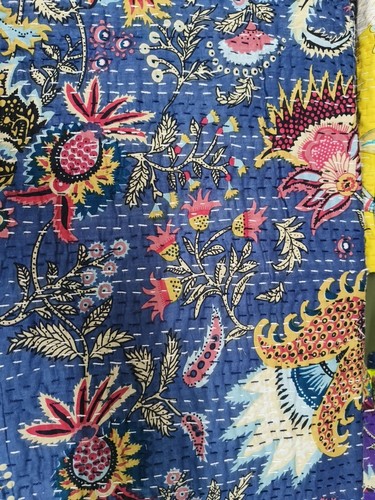 Floral kantha quilt - quilt, indische