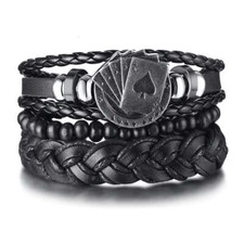 Leather Poker Royal Flush Multilayer Bracelet