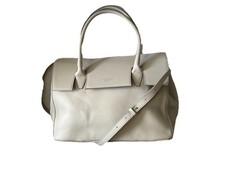 STRENESSE Große Leder Tasche Hellgrau Grau Handtasche creme beige weiß