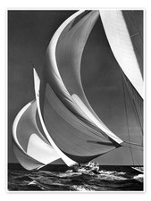 Poster Spinnaker auf Rennsegelbooten, 1940