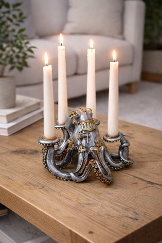 Steampunk oktopus kerzenhalter - steampunk,