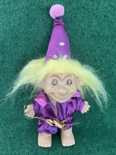 Norfin Troll Doll 21 cm Vintage Troll Puppe blondes Haar lila Outfit 80er 90er