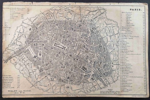 Lithografie 1855 stadtplan - lithografie,