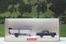 Wiking 8943930 Klassischer PKW mit Motorboot blaumetallic in Ovp Nr.5086