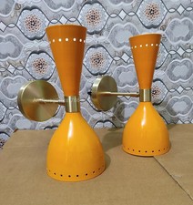 50er Jahre Mid Century Modern Messing Wandleuchter Leuchte Vintage Diabolo Lampe