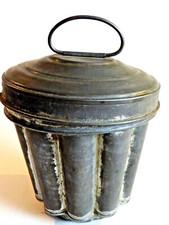 Alte, antike Puddingform Wasserbadform aus verzinktem Metall Shabby Chic