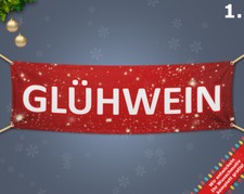 GLÜHWEIN - Weihnachtsmarkt Werbebanner Werbeplane Plane verschiedene Größen PVC