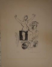 Rudolf Hausner: "Odysseus". Lithographie 1965. Signiert No. 66 von 350 Ex.