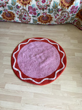 rosa roter runder Teppich 80 cm Durchmesser