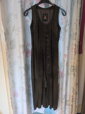 Landhaus Kleid Leder Olivgrün