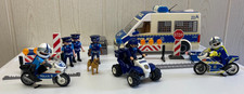 Playmobil Polizei Mannschaftswagen 70899 Straßensperre 6878 Motorrad Quad Police