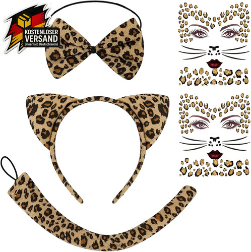 Leoparden kostüm damen set - leoparden,