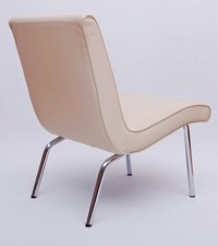 2x Loungesessel Vostra Classic Edition J. Risom Walter Knoll Leder cremeweiß 6.Z